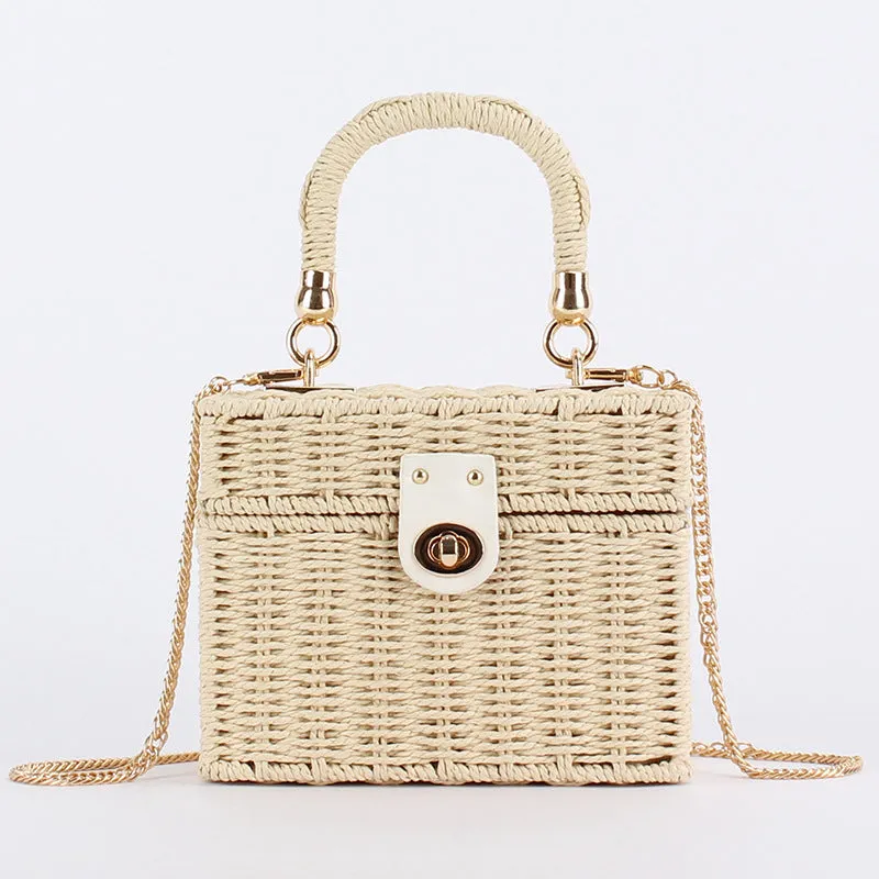 Vintage Wicker Box Clutch