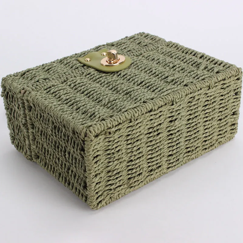 Vintage Wicker Box Clutch