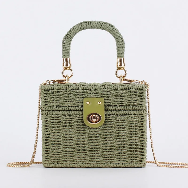 Vintage Wicker Box Clutch
