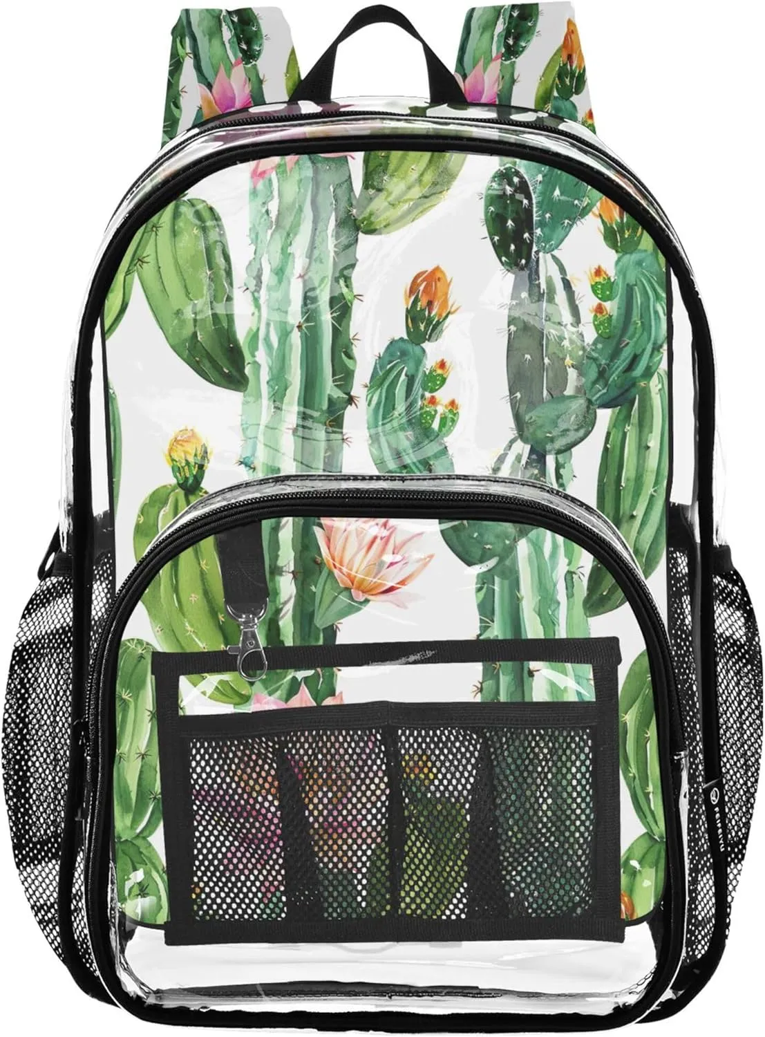 Watercolor Cactus Green Backpack for Girls, Plastic Backpack, Clear Bags, Little Kid Backpack