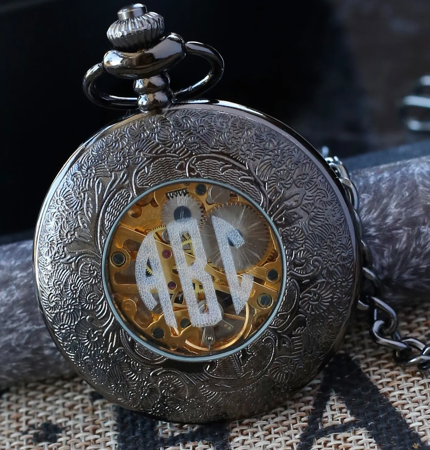 Wedding Gift Set Personalized Pocket watch Engravable Mechanical Black Groomsmen gifts Wedding Gifts MPW003