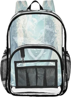 White Wings White School Backpack for Girls, Clear Plastic Bag, Book Bag, Clear School Backpack