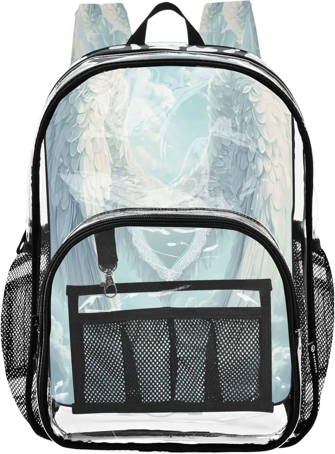 White Wings White School Backpack for Girls, Clear Plastic Bag, Book Bag, Clear School Backpack