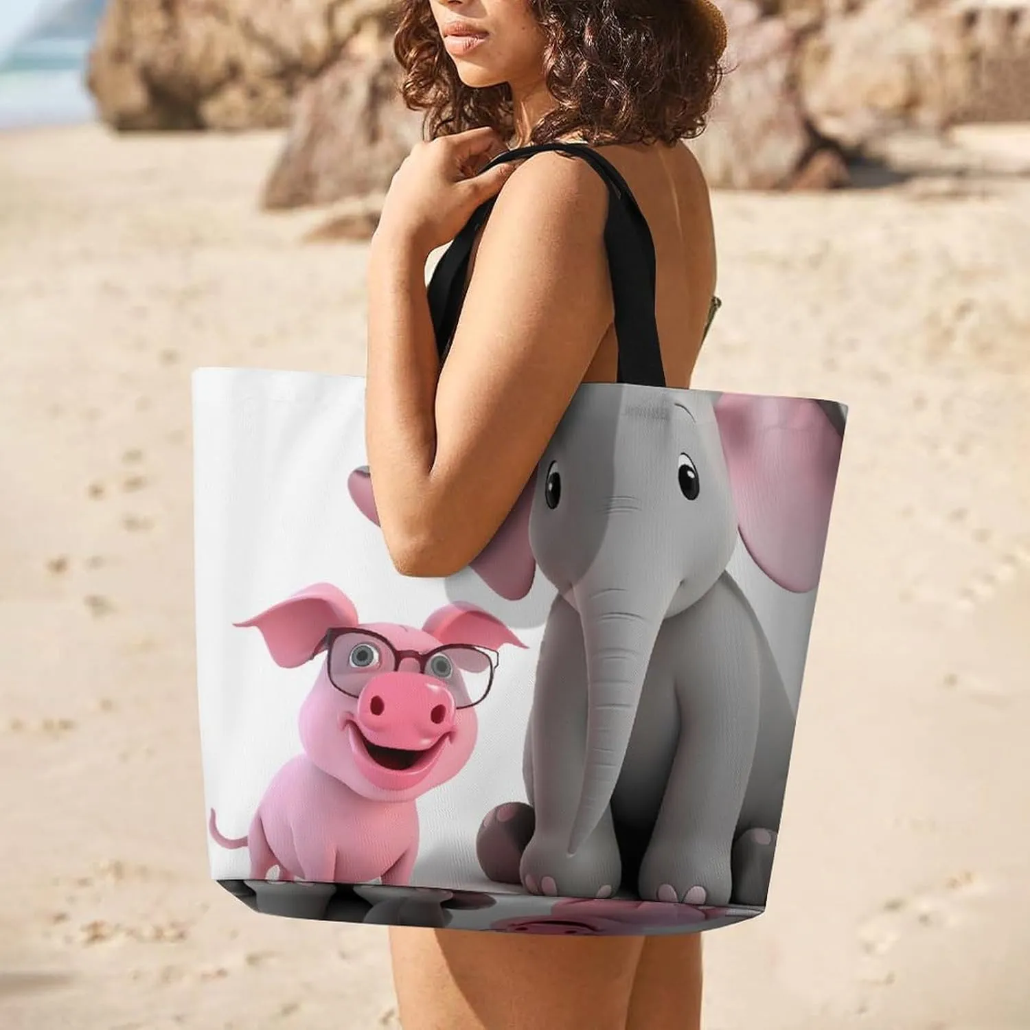 Wildlife Animal Snail Beach Bag Reusable Tote Bag Foldable Grocery Bags Women Shopping Bags for Daily Essentials