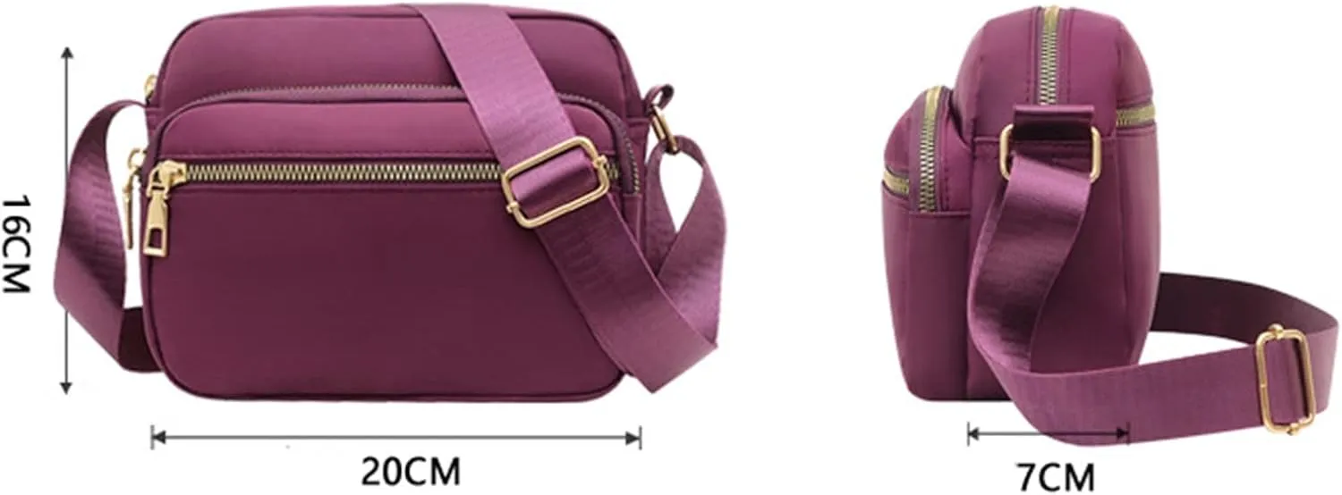 Women Classic Small Nylon Crossbody Bags Phone Purse Ladies Lightweight Messenger Sling Shoulder Bag (Khaki, One Size)