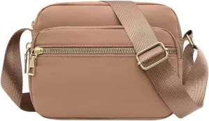Women Classic Small Nylon Crossbody Bags Phone Purse Ladies Lightweight Messenger Sling Shoulder Bag (Khaki, One Size)