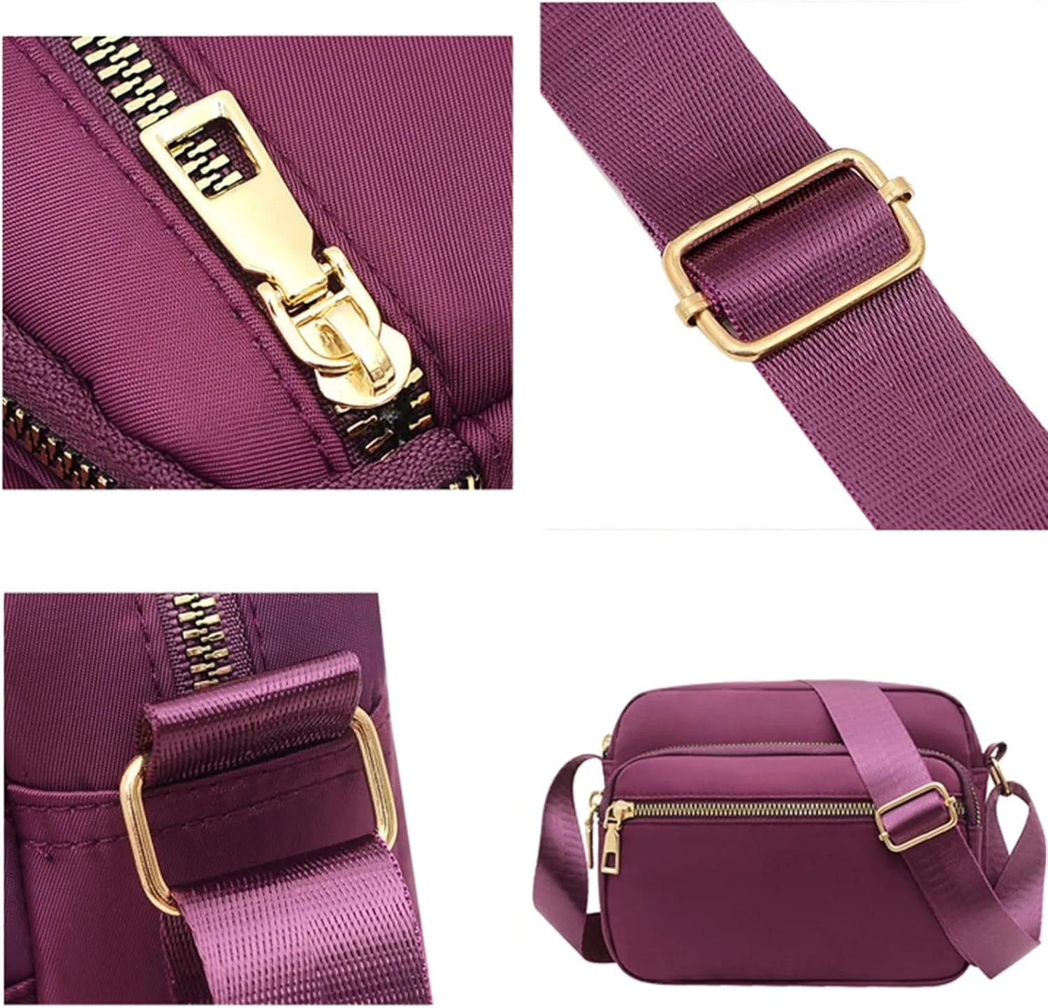 Women Classic Small Nylon Crossbody Bags Phone Purse Ladies Lightweight Messenger Sling Shoulder Bag (Khaki, One Size)
