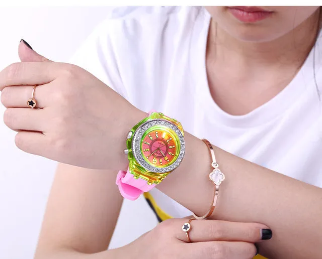 Women Flash Luminous Personalized Rhinestone Led Watch