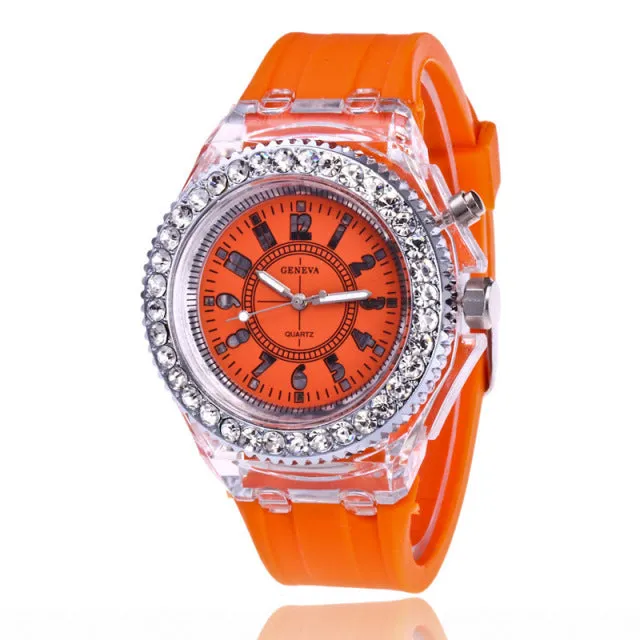 Women Flash Luminous Personalized Rhinestone Led Watch
