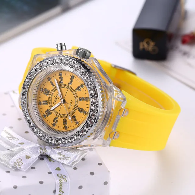 Women Flash Luminous Personalized Rhinestone Led Watch