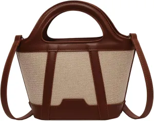 Women's Braid Quilted Handbags and Crossbody Bags,Female Purses Portable Bucket Bags Tote Bags Satchel Bags Brown