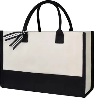 Women's Canvas Tote Bags with Zipper Shoulder Hobo Bags Top Handle Satchel Purses Waterproof Versatile Bag