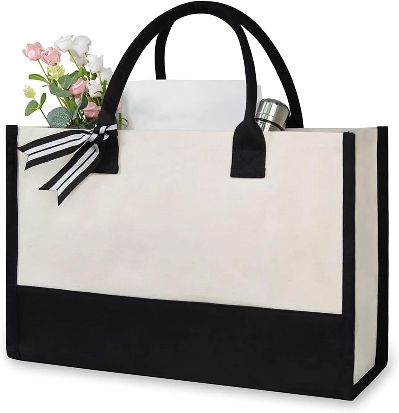 Women's Canvas Tote Bags with Zipper Shoulder Hobo Bags Top Handle Satchel Purses Waterproof Versatile Bag
