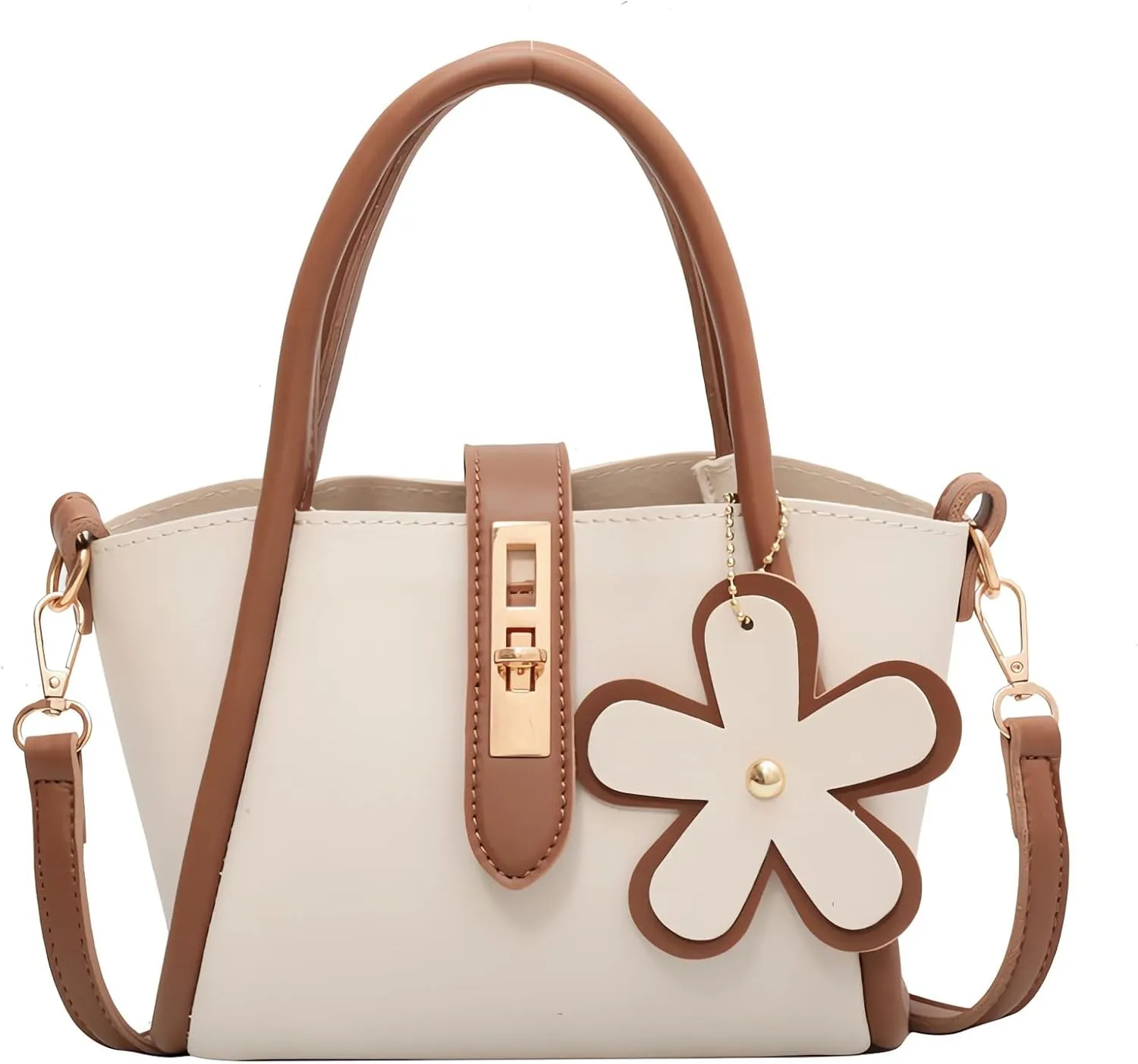 Women's Flowers Handbags and Crossbody Bags,Female Purses Leisure Portable Bucket Bags Tote Bags Satchel Bags Khaki