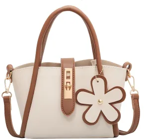Women's Flowers Handbags and Crossbody Bags,Female Purses Leisure Portable Bucket Bags Tote Bags Satchel Bags Khaki