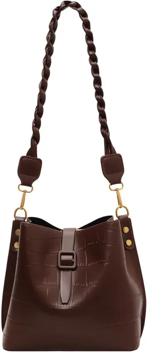 Women's Quilted Crossbody Bags and Handbags,Female Purses Versatile Bucket Bags Tote Bags Shoulder Bags Brown