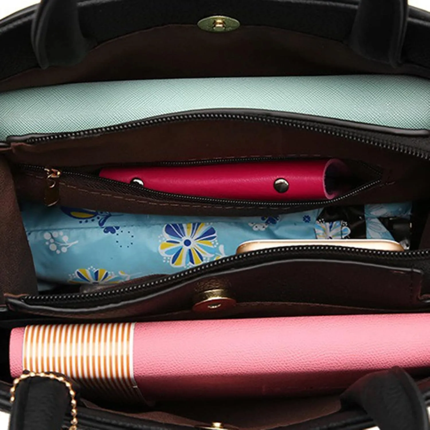 Women's Shoulder Handbags Small Crossbody Bags Classic Double Zip Top Satchel Bags Fashion Bag with Compartments