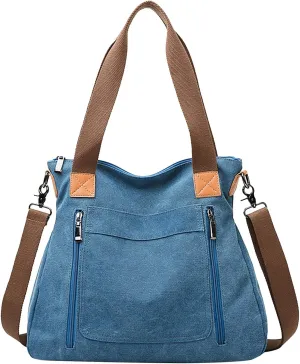 Women's Top-Handle Handbags Tote Bags and Wallets Set Shoulder Satchel Handbags Purse for Women Cross Body Bag(Blue)
