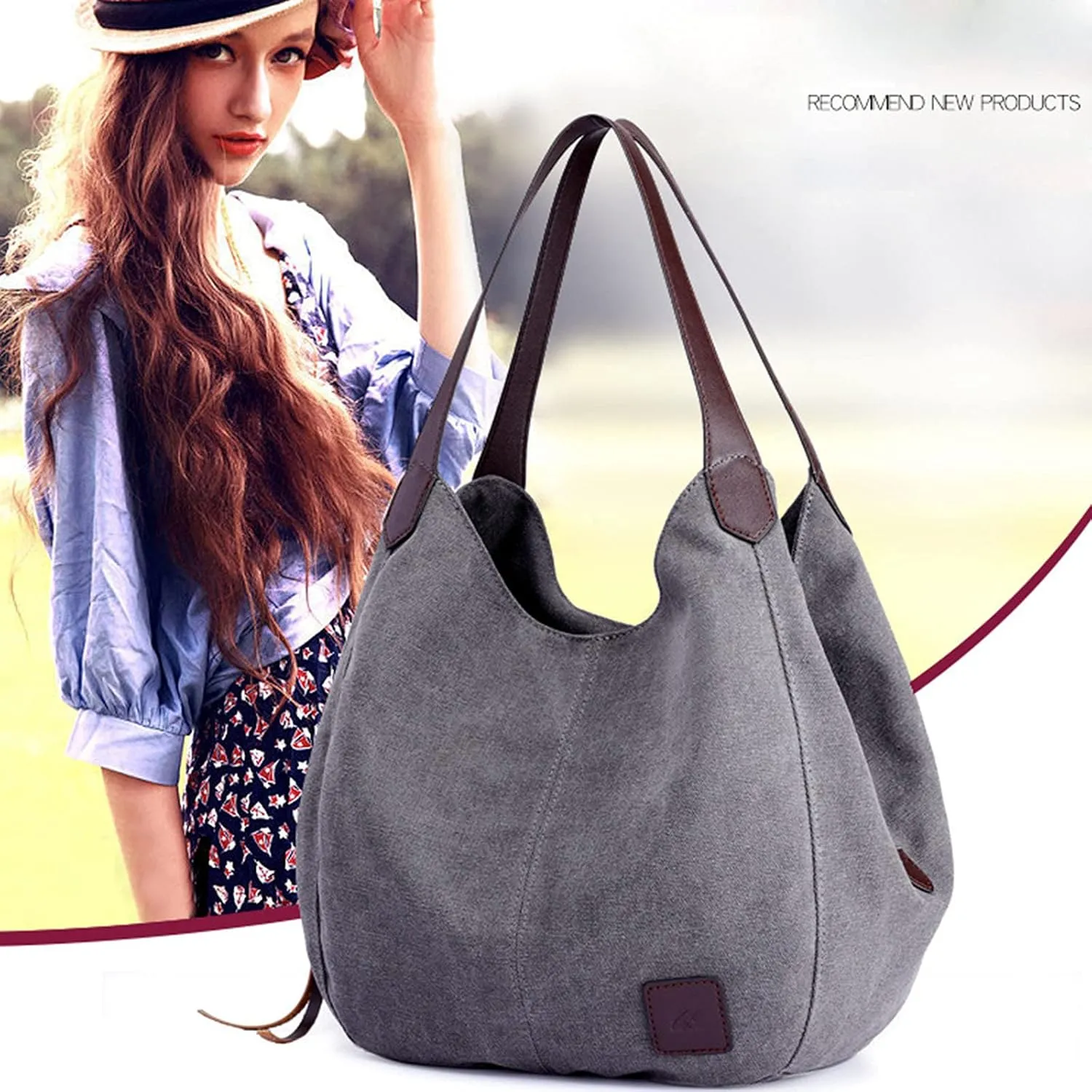 Women's Trendy Tote Bags Cute Hobo Tote Handbags Clutch Purses with Zipper Closure Elegant Sling Bag(Grey)