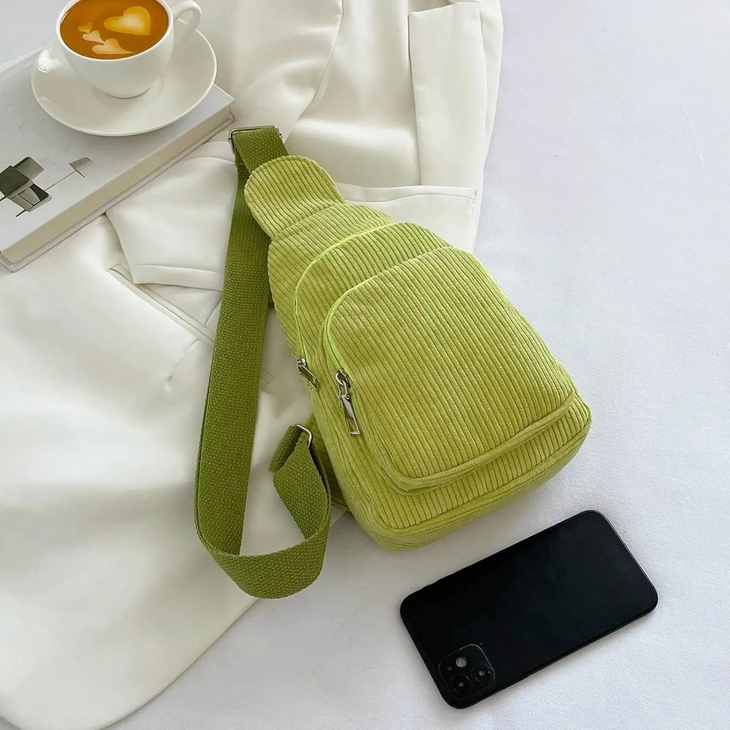 Women's Waterproof Crossbody Purses Stadium Approved with Front Pocket for Concerts Mens Work Backpack(Green)