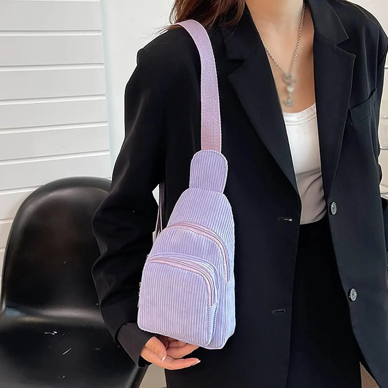 Women's Waterproof Crossbody Purses Stadium Approved with Front Pocket for Concerts Mens Work Backpack(Purple)
