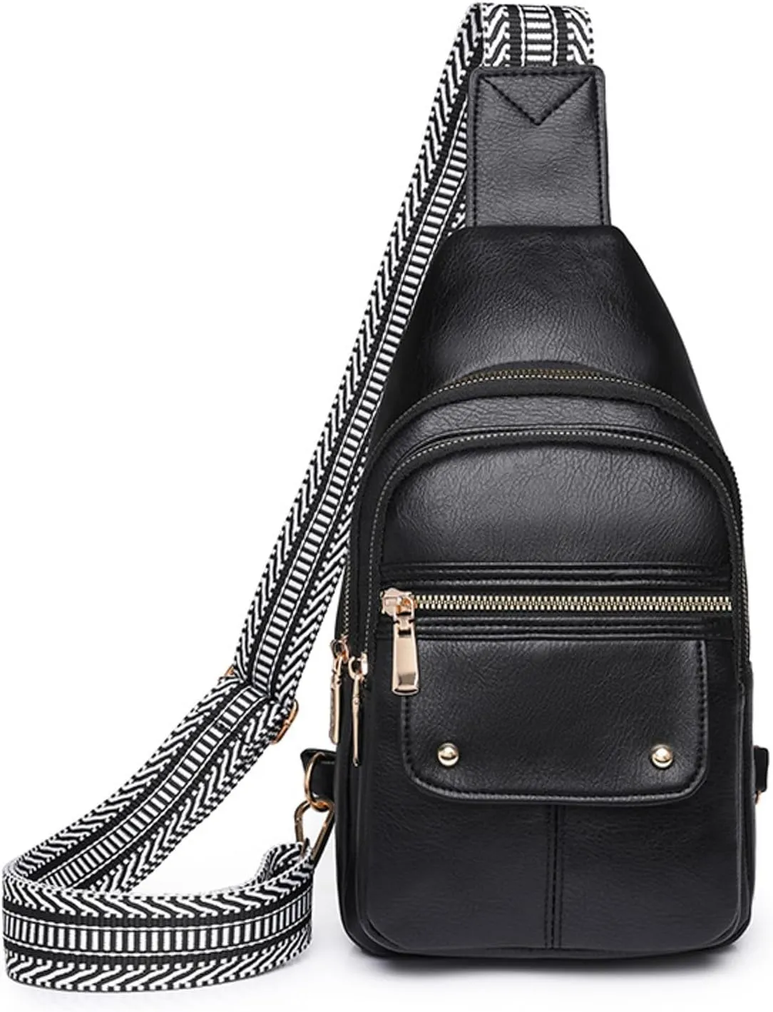 Women's Waterproof Leather Crossbody Purses Multi Pocket Crossbody Purses Shoulder Handbags Passport Holder(Black)
