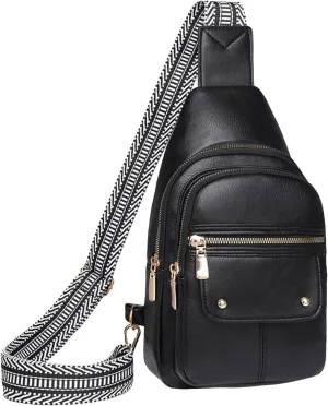 Women's Waterproof Leather Crossbody Purses Multi Pocket Crossbody Purses Shoulder Handbags Passport Holder(Black)