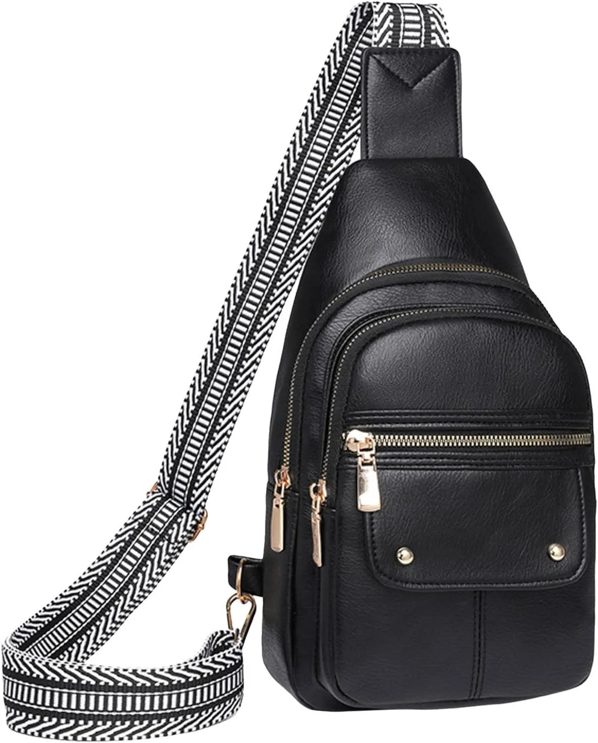 Women's Waterproof Leather Crossbody Purses Multi Pocket Crossbody Purses Shoulder Handbags Passport Holder(Black)