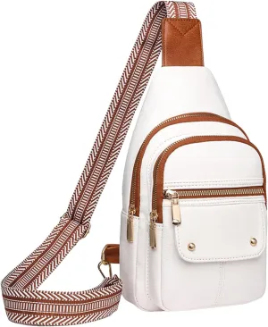 Women's Waterproof Leather Crossbody Purses Multi Pocket Crossbody Purses Shoulder Handbags Passport Holder(White)
