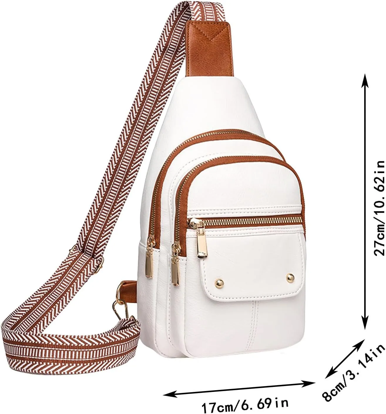 Women's Waterproof Leather Crossbody Purses Multi Pocket Crossbody Purses Shoulder Handbags Passport Holder(White)