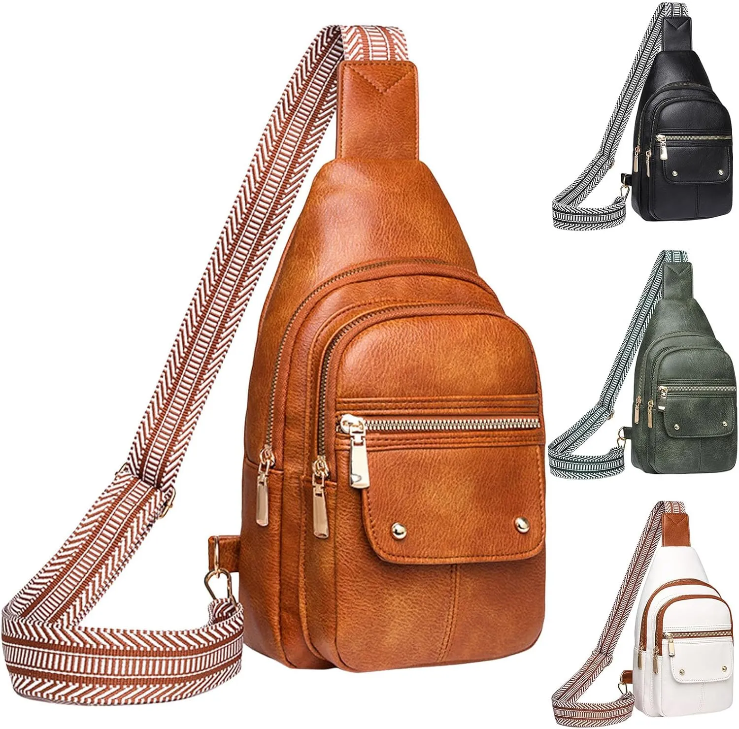 Women's Waterproof Leather Crossbody Purses Multi Pocket Crossbody Purses Shoulder Handbags Passport Holder(White)