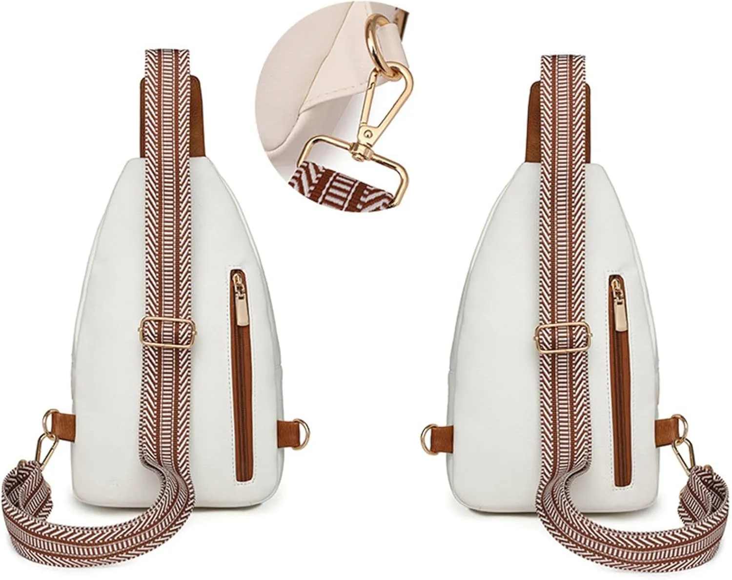 Women's Waterproof Leather Crossbody Purses Multi Pocket Crossbody Purses Shoulder Handbags Passport Holder(White)