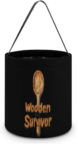 Wooden Spoon Survivor Halloween Candy Bag Candy Tote Bucket Gift Bags Party Supplies for Women Men