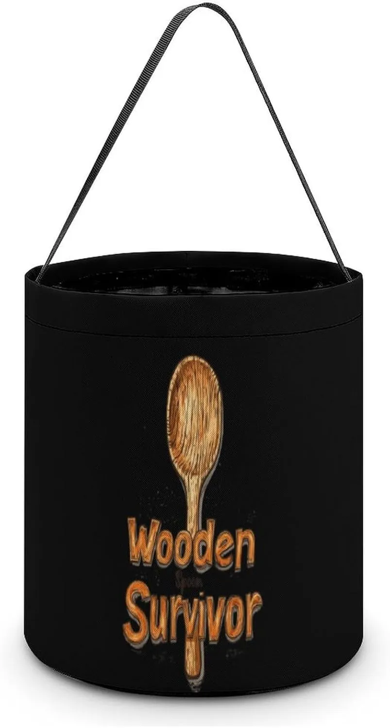 Wooden Spoon Survivor Halloween Candy Bag Candy Tote Bucket Gift Bags Party Supplies for Women Men