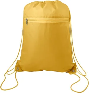 Zippered Drawstring Bag Cinch Sack Promotional Backpack Gym Travel Hike 12 Pack (Gold)