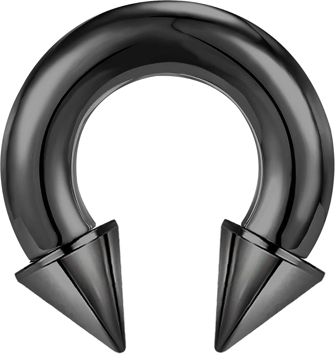 ZS Surgical Steel Spiked Horseshoe Circular Barbell, 00G 0G 2G 4G 6G 8G 12G 16G PA Rings, CBR Nose Septum Nipple Tragus Lip Ear Body Piercing Jewelry