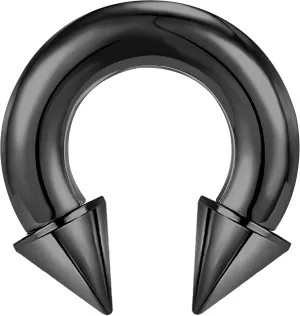 ZS Surgical Steel Spiked Horseshoe Circular Barbell, 00G 0G 2G 4G 6G 8G 12G 16G PA Rings, CBR Nose Septum Nipple Tragus Lip Ear Body Piercing Jewelry